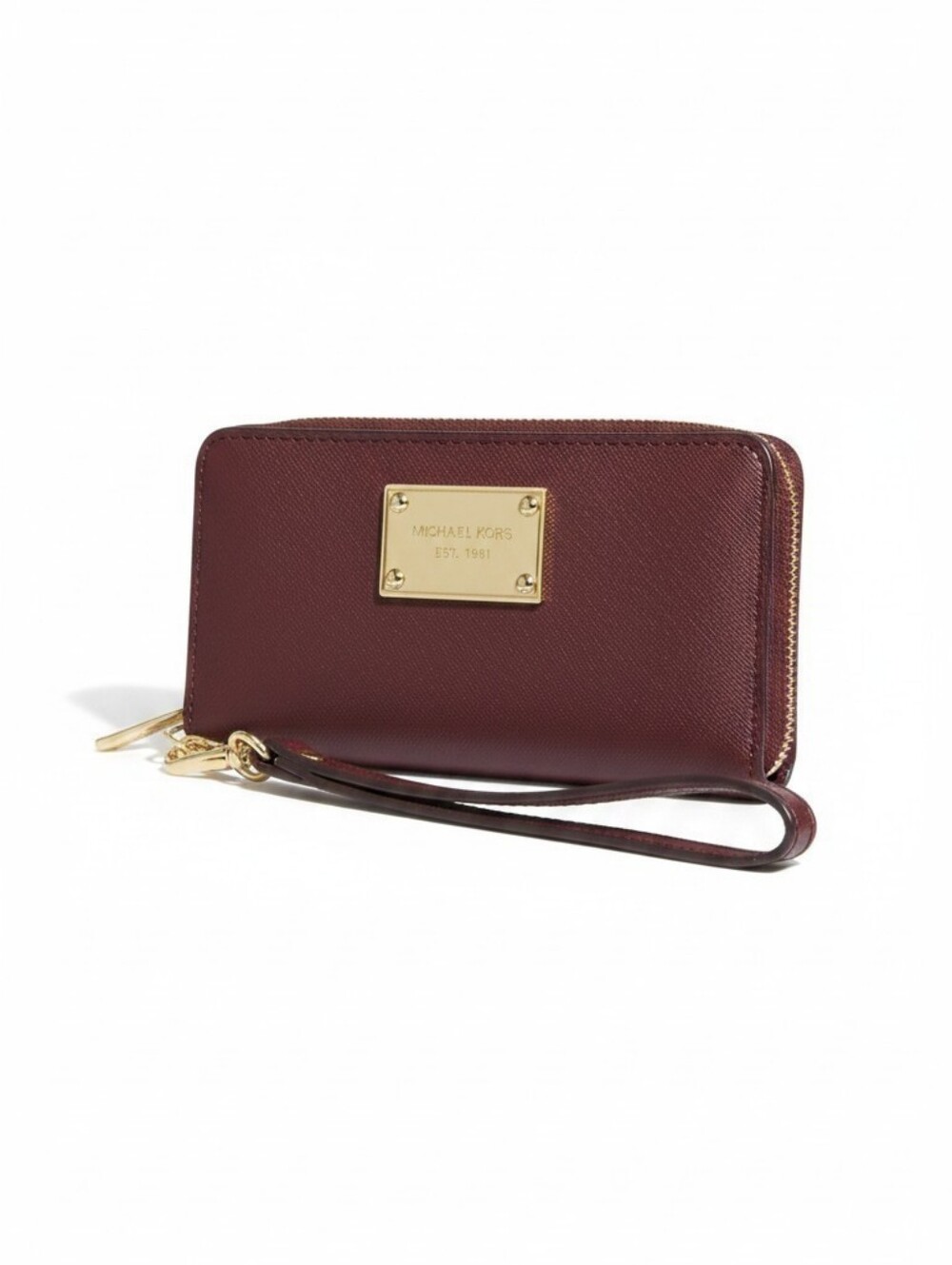 Michael Kors Maroon Leather Zip Wristlet